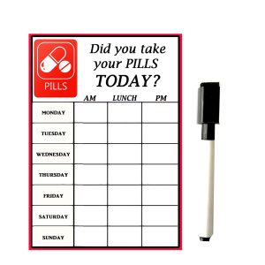 MEDICATION PILLS DAILY REMINDER DRY-WIPE CHART